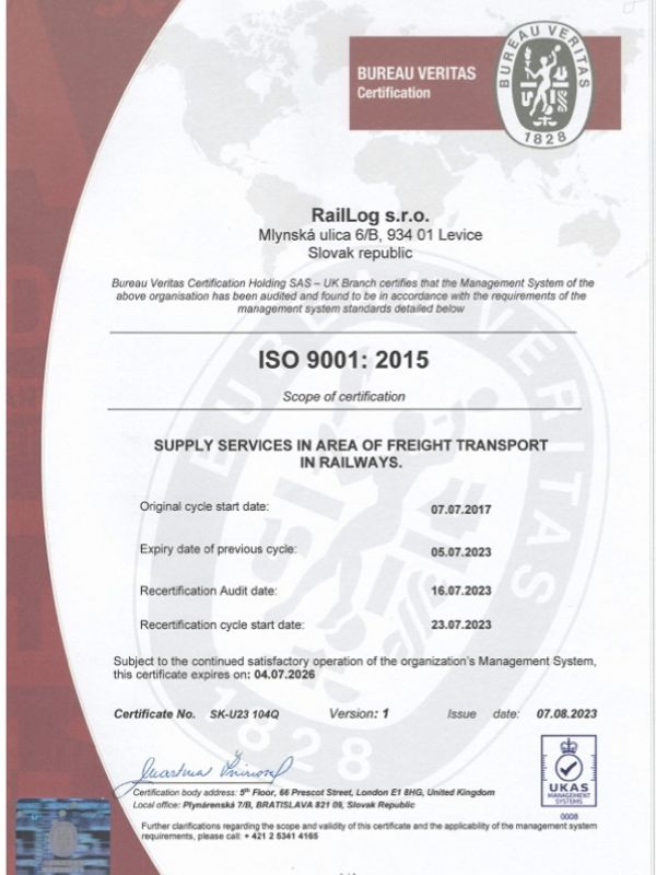 Bureau Vertias ISO 9001:2015